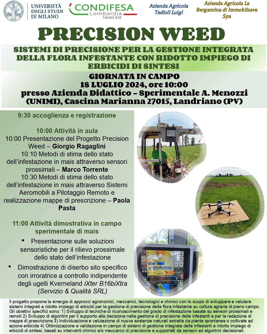 Diserbo di precisione, giornata in campo il 18