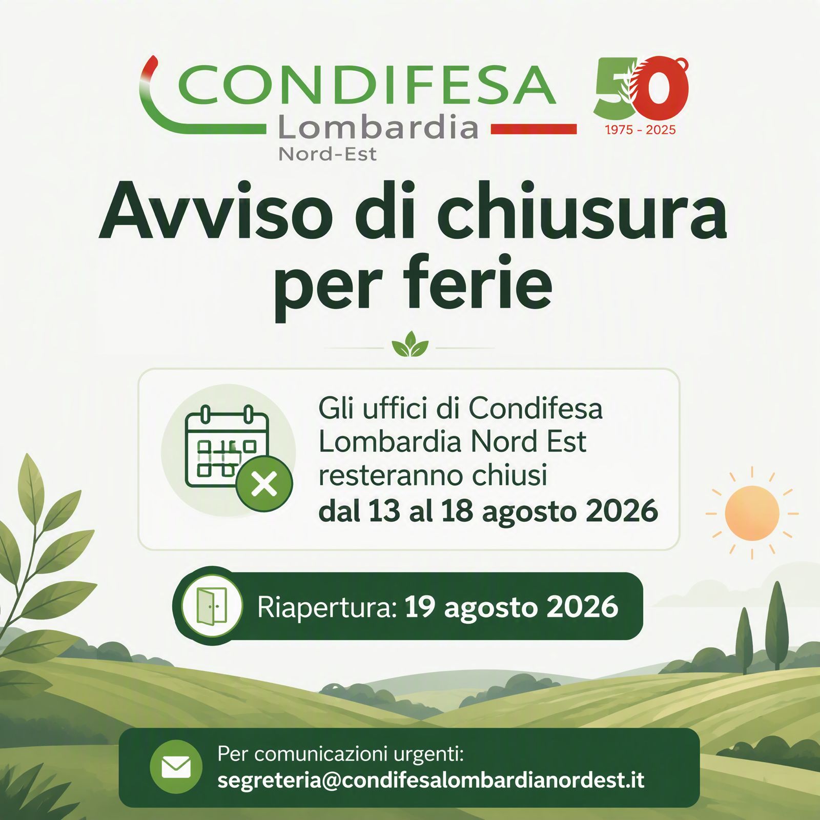 Avviso di chiusura uffici