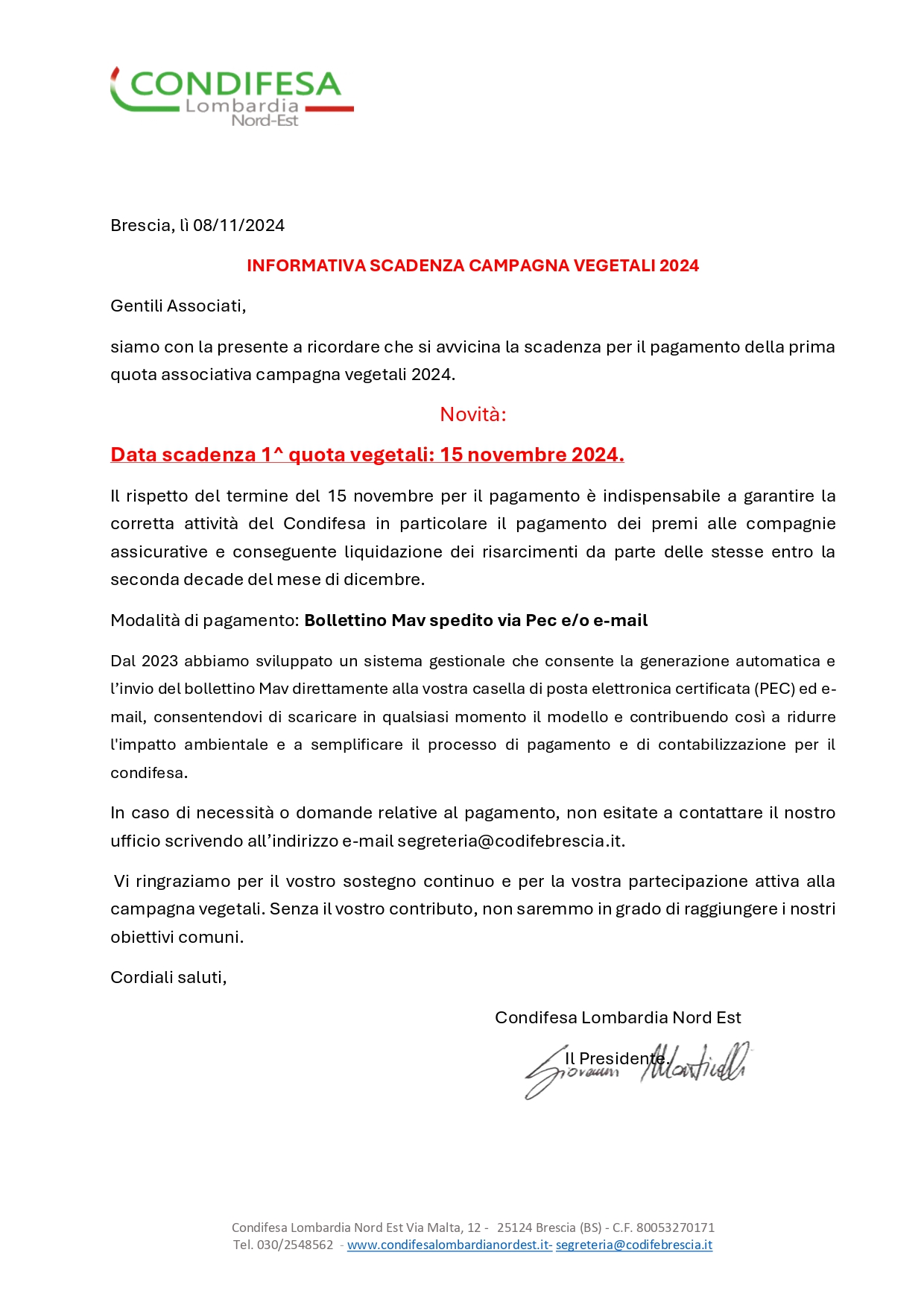 Informativa Scadenza MAV 2024